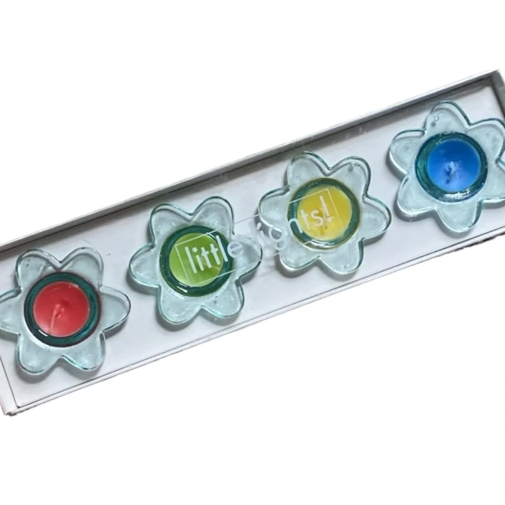 Crate & Barrel NEW Little Lights - Primary colors Poppy Candles Set of 4